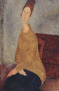 Amedeo Modigliani Jeanne Hebuterne with Yellow Sweater (mk39) Spain oil painting artist